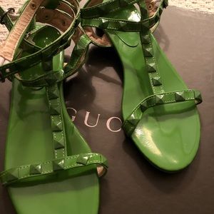 Green studded sandals